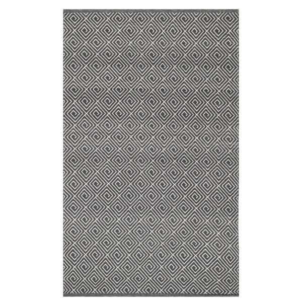Everly Quinn Alinea Geo Diamond Grey/Ivory Handwoven Wool Rug Wayfair